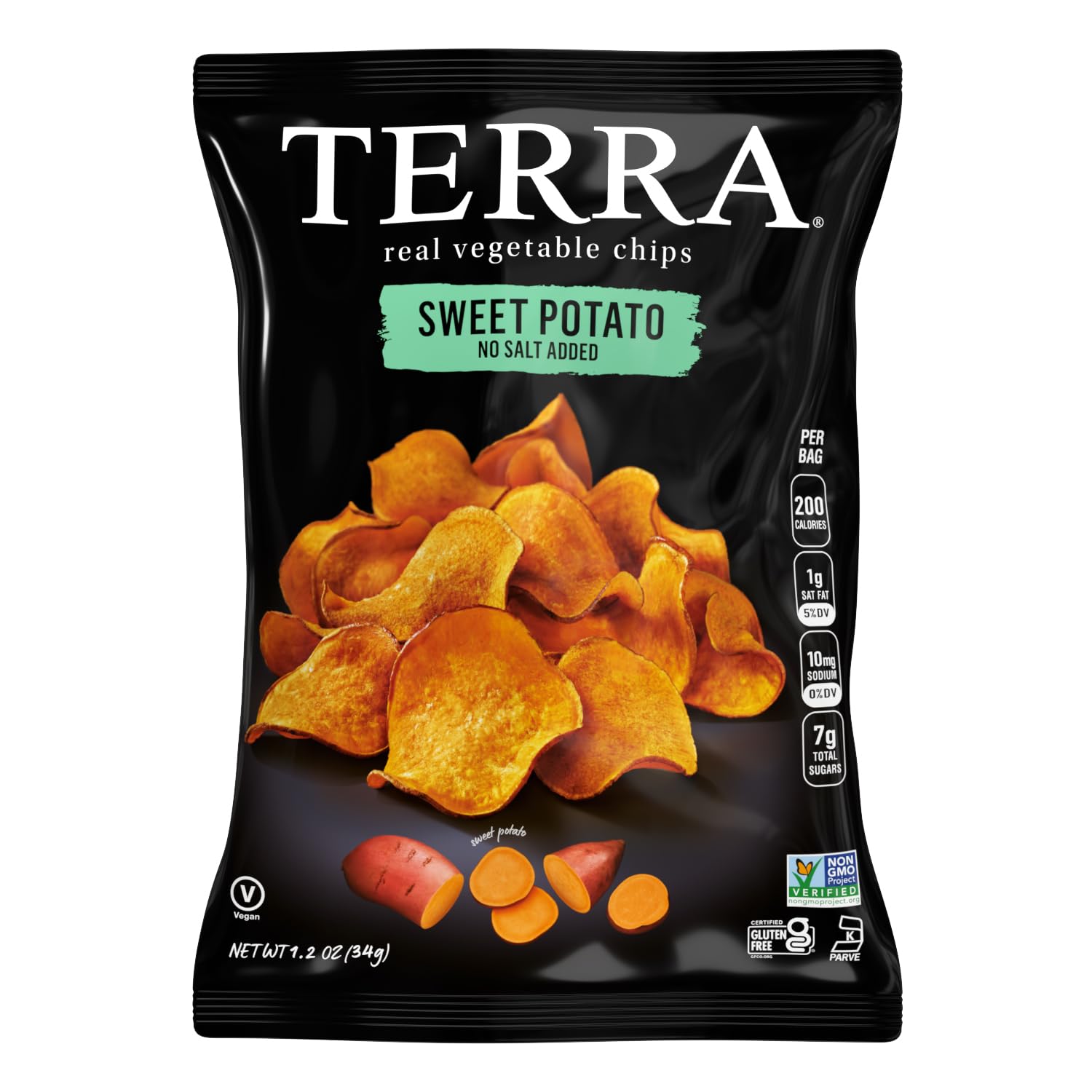 Terra Sweet Potato Vegetable Chips, No Salt Added, 1.2 Oz (Pack Of 24)