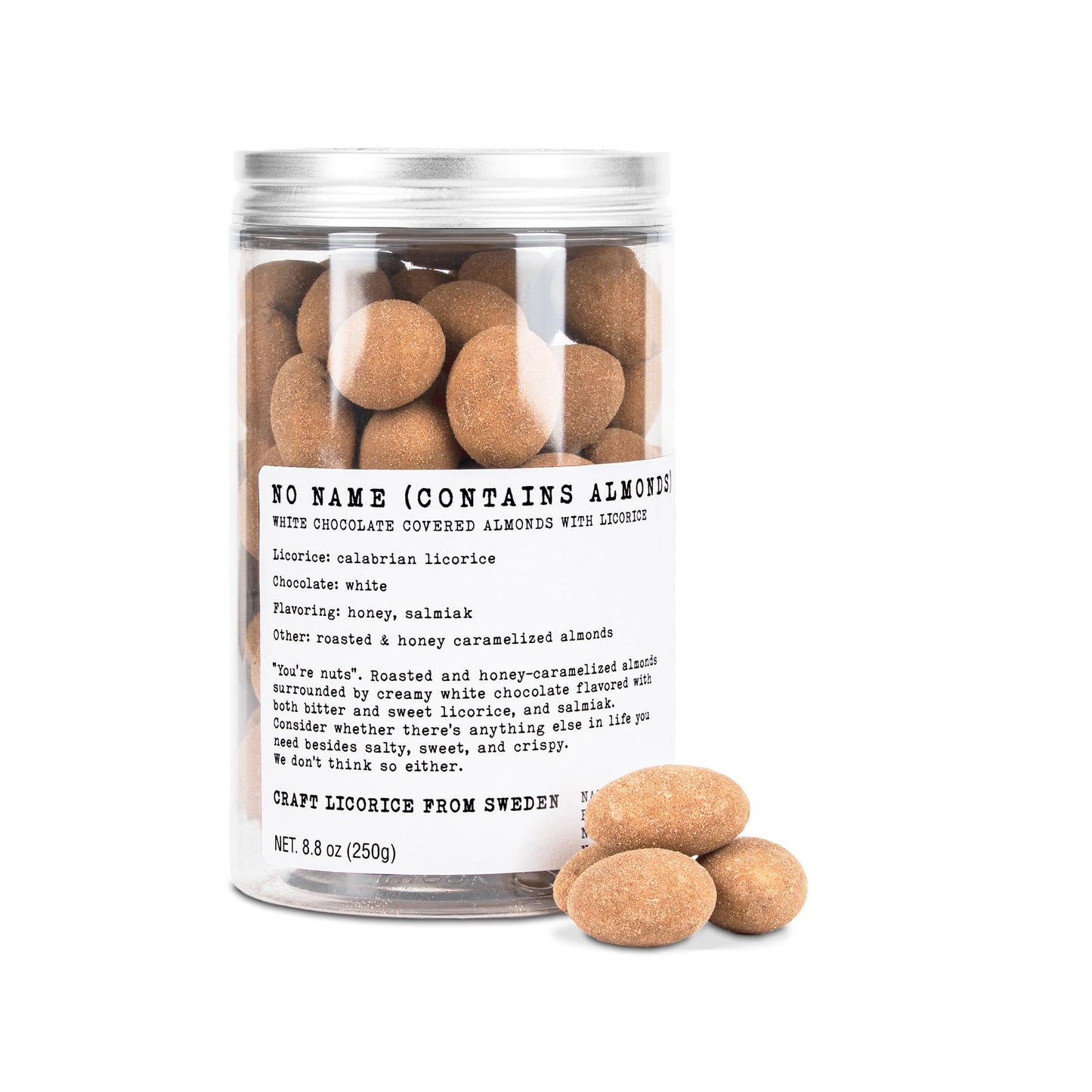 Haupt Lakrits No Name (Contains Almonds) - Roasted Honey Caramelized Almonds with White Chocolate, Black Licorice & Salmiak - Sw