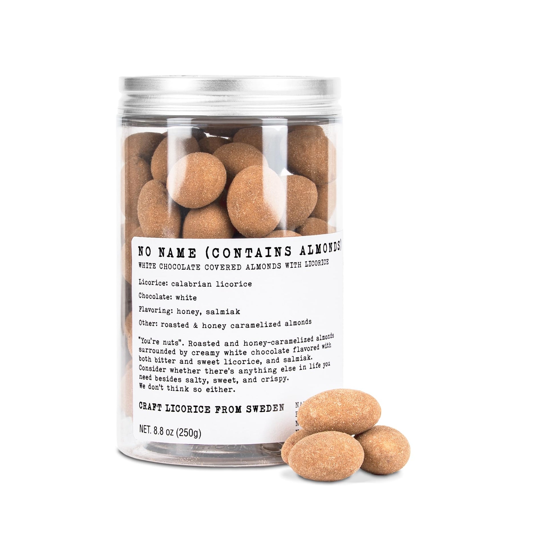 Haupt Lakrits No Name (Contains Almonds) - Roasted Honey Caramelized Almonds with White Chocolate, Black Licorice & Salmiak - Sw