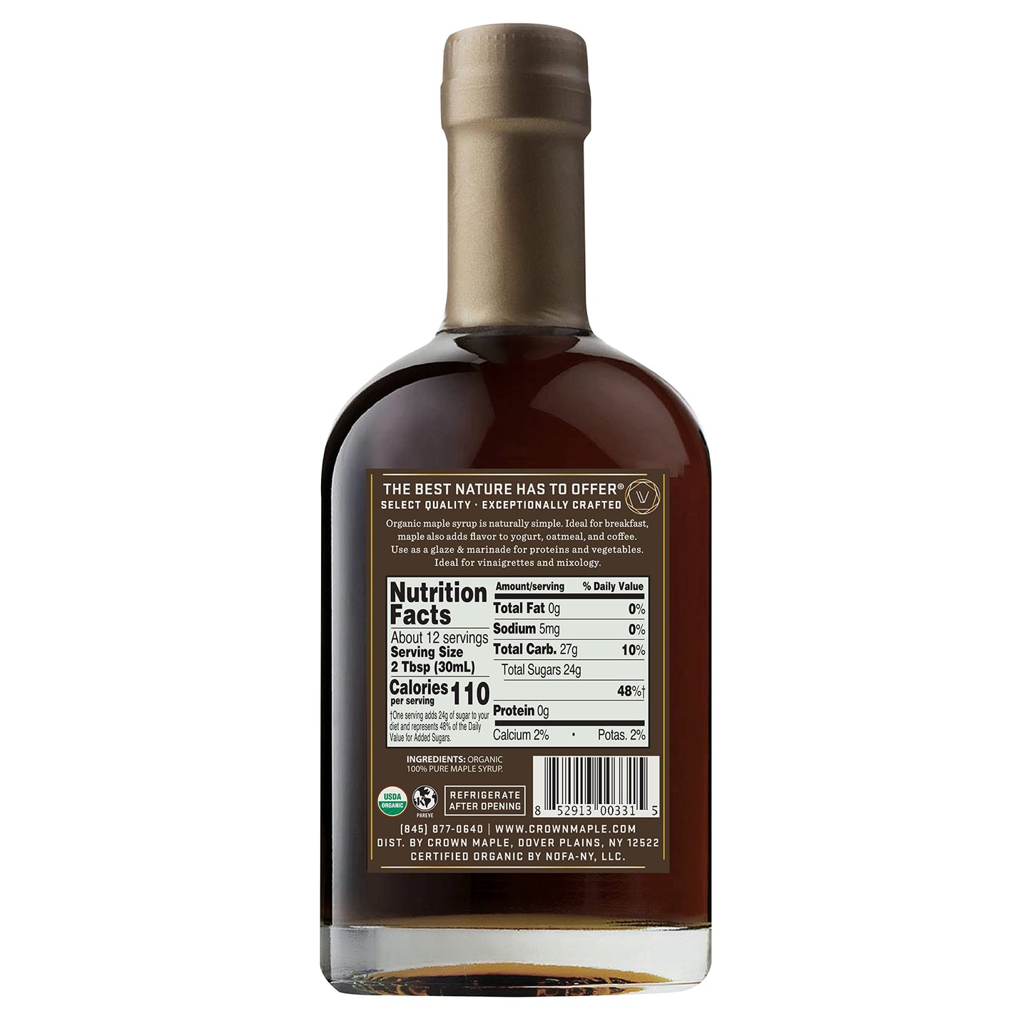 Crown Maple Organic Maple Syrup, Very Dark Color, Strong Taste, 12.7 Fl Oz, Model 0852913003315
