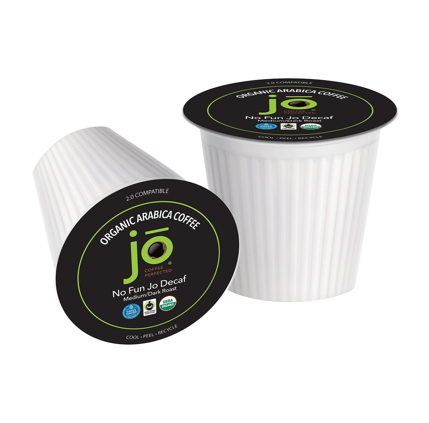 No Fun Jo Decaf: 48 Cups, Organic Medium Dark Roast Swiss Water Process For Keurig K-Cup Compatible Malt-Inspired, Fresh Seal Single Serve Cups, Fair Trade Certified Kosher Non-Gmo Gluten Free By Jo Coffee®
