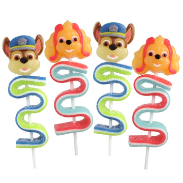 Galerie Paw Patrol Gummy Pops Candy, Skye and Chase Characters, Individually Wrapped, 1.23 Ounces, Pack of 4