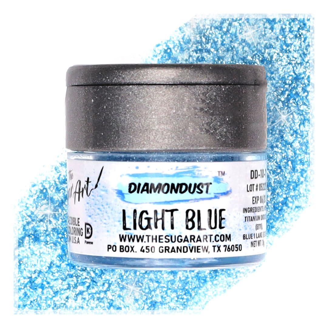 Light Blue Edible Glitter For Drinks, Cocktails, Cake Decorating, Strawberries, Chocolates & More | No Taste | 4G | 100% Food-Safe | Kosher, Vegan, Gluten & Nut Free | Diamondust By The Sugar Art