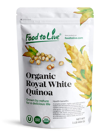 Organic Royal White Quinoa, 1 Pound - Whole Grain, Non-Gmo, Kosher, Raw, Vegan, Sirtfood, Bulk