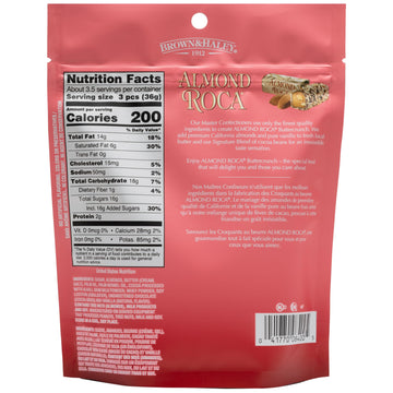 Brown & Haley Almond Roca Stand-Up Pouch, Individually Wrapped Chocolate Candy, Classic Buttercrunch Toffee With Almonds, 4.5 Ou
