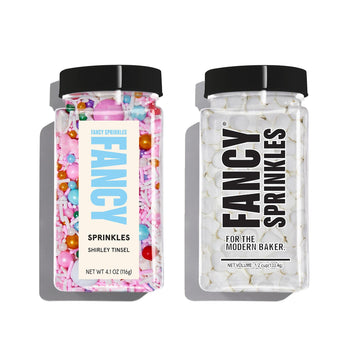 Fancy Sprinkles Sprinkle and Fluff Set featuring Shirley Tinsel Sprinkles and Mini Marshmallow Bits For Christmas Cookies, Holid