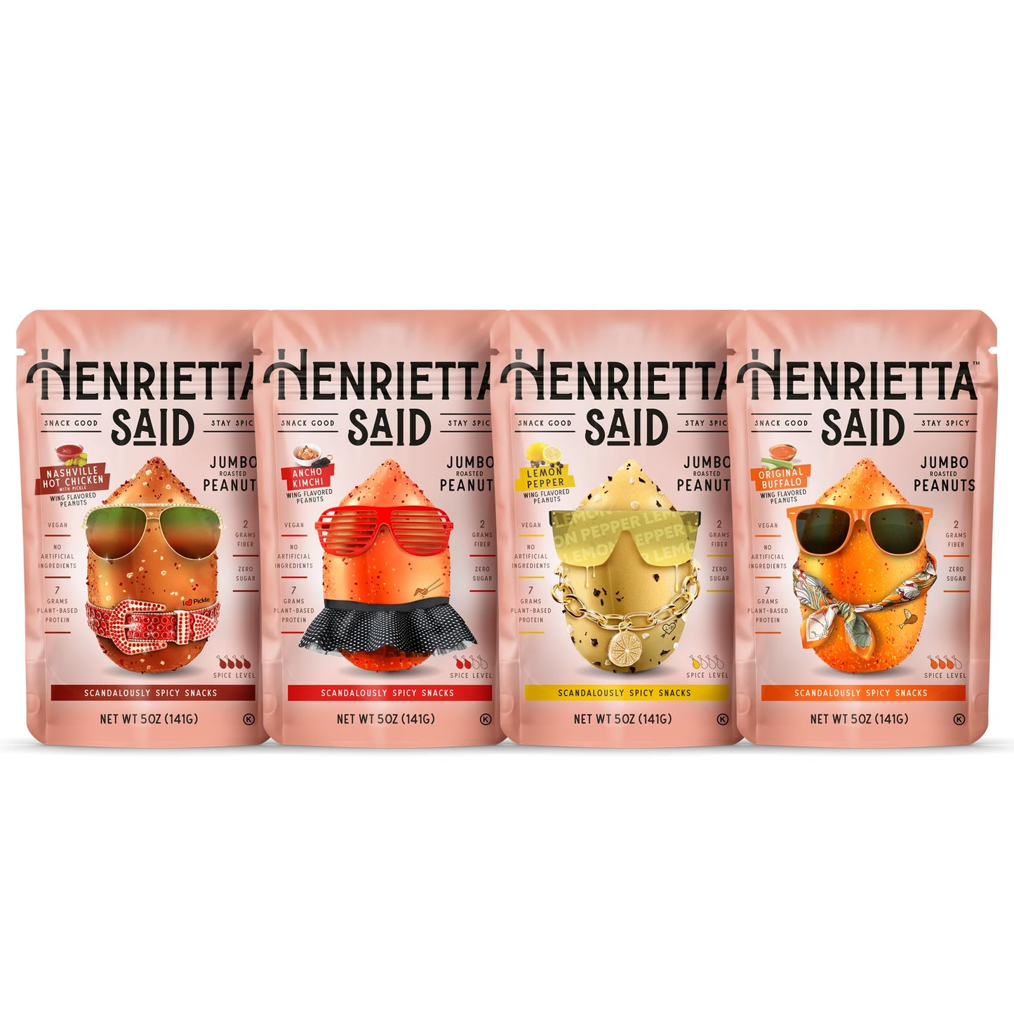 Henrietta Said Wing-Flavored Peanuts - Variety Pack - Truly Good Foods Shelled Snacking Nuts - Bold Flavors - Savory & Spicy - J