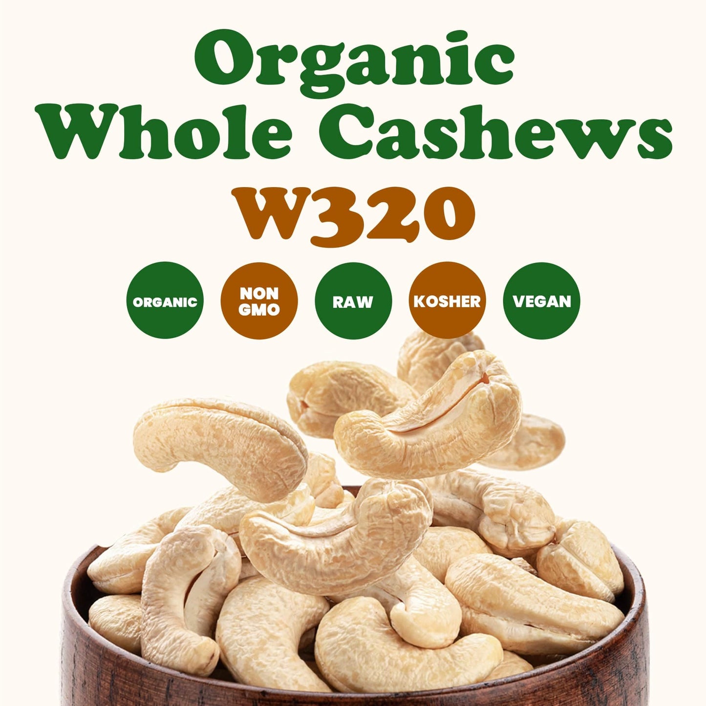 Food To Live - Organic Cashews, 12 Pounds Whole, Unsalted, Non-Gmo, Kosher, Raw, Vegan, Bulk