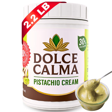 Dolce Calma Top-Grade Pistachio Cream Spread 1 Kg (2.2 Lbs) - 30% Pistachios - Authentic Turkish Pistachio Cream For Dubai Chocolate  Toast  Cakes  Waffles  Or Pastries - No Palm Oil