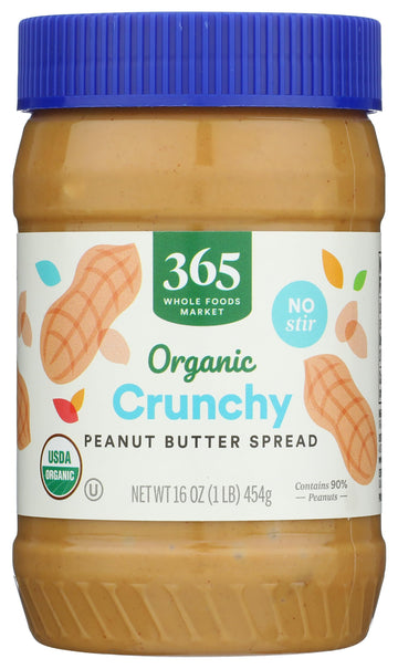 365 by Whole Foods Market, Organic Crunchy Peanut Butter Spread, No Stir, 16 Ounce