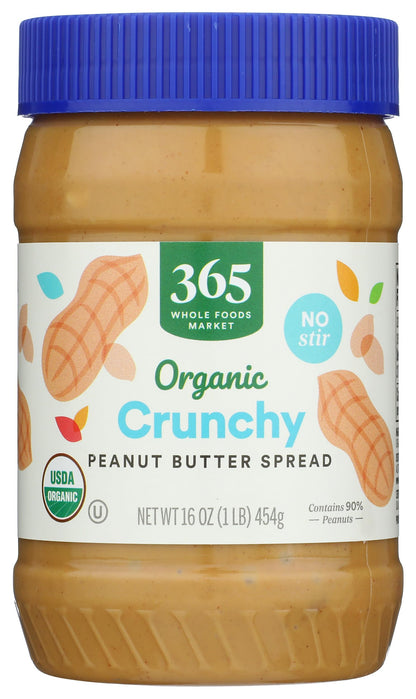 365 by Whole Foods Market, Organic Crunchy Peanut Butter Spread, No Stir, 16 Ounce
