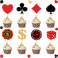 Boao Poker Theme Party Decorations - 48 Count Bamboo Cupcake Toppers, Red, Playing Card Toothpicks for Birthdays and Celebrations