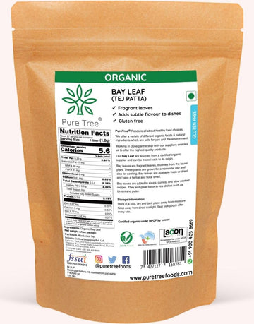 Pure Tree Certified Organic Tej Patta Leaves | 50 Grams | Bay Leaf | Whole Spices | Tez Patta Leaf Aromatic & Flavourful Biryani