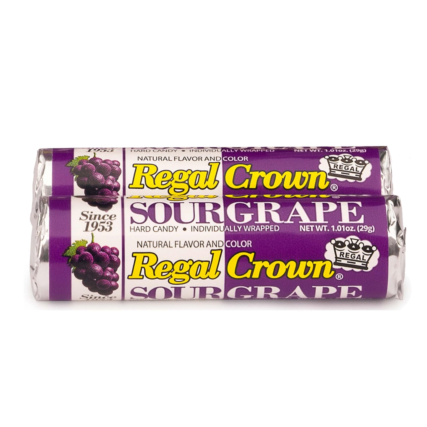 Regal Crown Roll Sour Candy Variety Pack, 8 Count - Sour Grape, Apple, Lemon & Cherry by The Hampton Candy Company