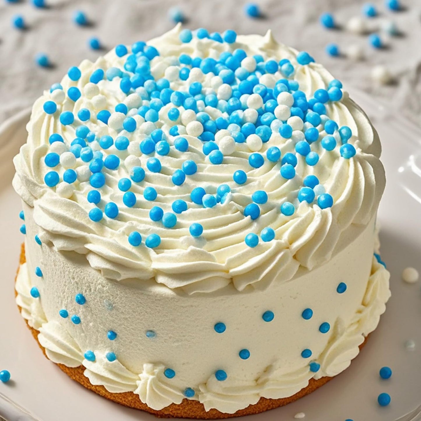 Homipooty Nonpareils Sprinkles 2mm Mini Pearls, Edible Blue and White Sugar Sprinkles for Baking, Cake Decorating, 110g/3.88oz
