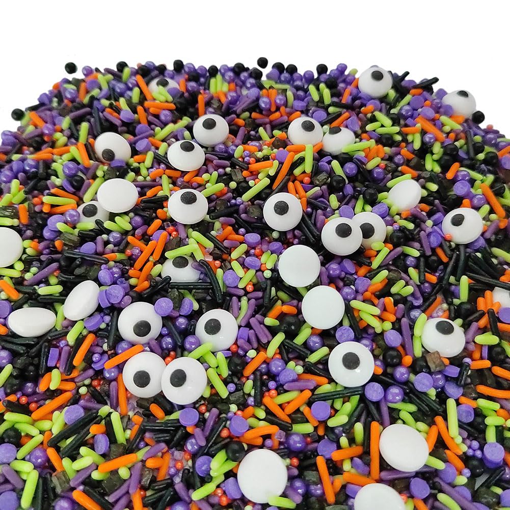 1 Bottle Candy Eyeballs Eyes Soft Jimmies Cake Cupcake Toppers Cookie Decorations Edible Holiday Sprinkles Mix for Halloween Cak