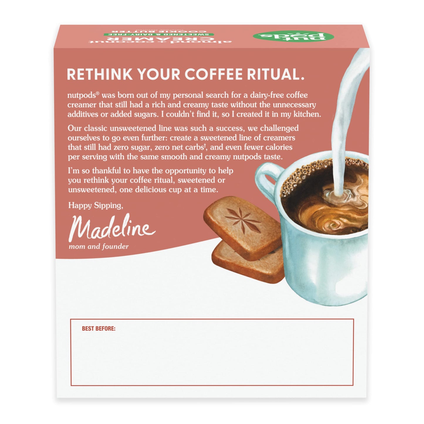 Nutpods Cookie Butter Keto Coffee Creamer - Sweetened Non Dairy Creamer With Zero Sugar - 5 Calories And Zero Net Carbs Per Serving - Gluten Free, Non-Gmo, Vegan, Sugar Free, Kosher (3-Pack)