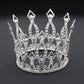 Crown Cake Topper Rhinestone Crystal Handmade Tiara Cake Decoration For Baby Shower Birthday Wedding Party Favors (Silver)