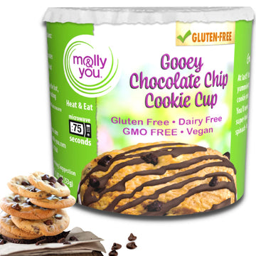 Molly And You Gooey Chocolate Chip Gluten-Free Cookie Cup (Pack Of 6) - A Gluten-Free Dessert, Microwave Cookie Snack Cup, Singl
