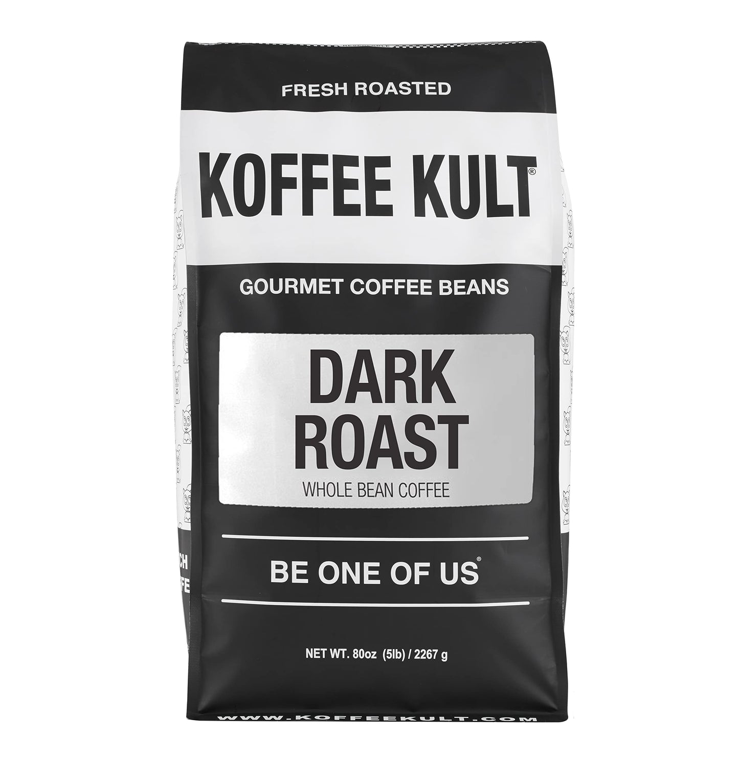 Koffee Kult Dark Roast Whole Bean Coffee - Small Batch Gourmet 100% Arabica - 5 Pound Pack