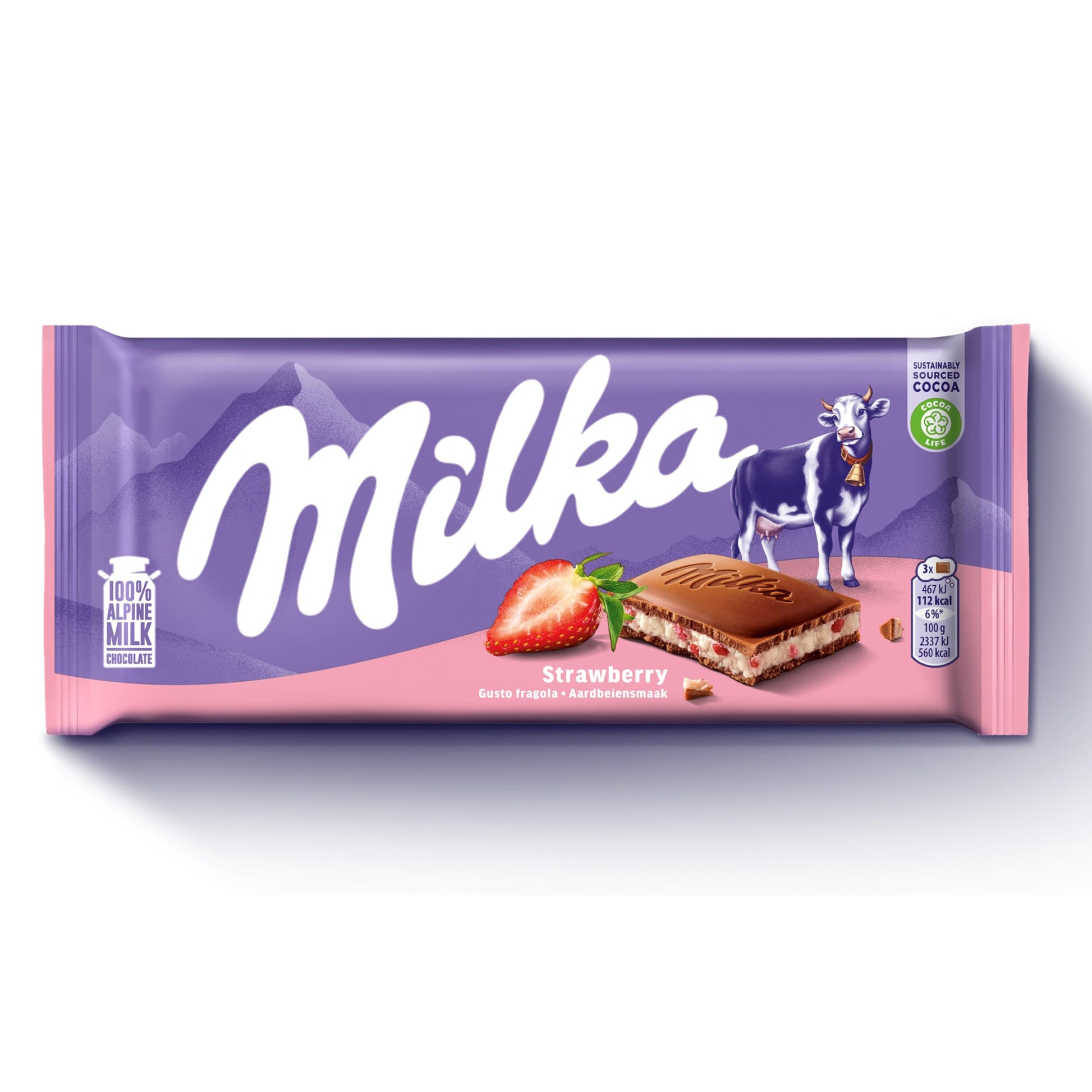 Milka Strawberry 100% Apline Milk Chocolate,100 Grams
