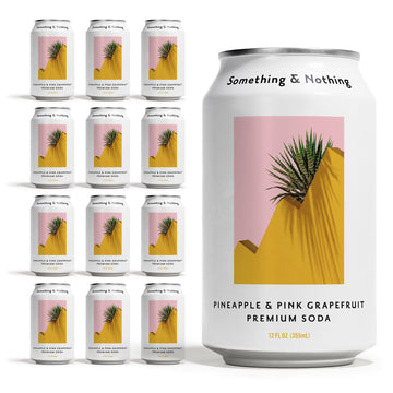 Something & Nothing Sparkling Water, Pineapple & Pink Grapefruit, Vegan, Low Calorie, 12 Fl Oz Cans (Pack of 12)