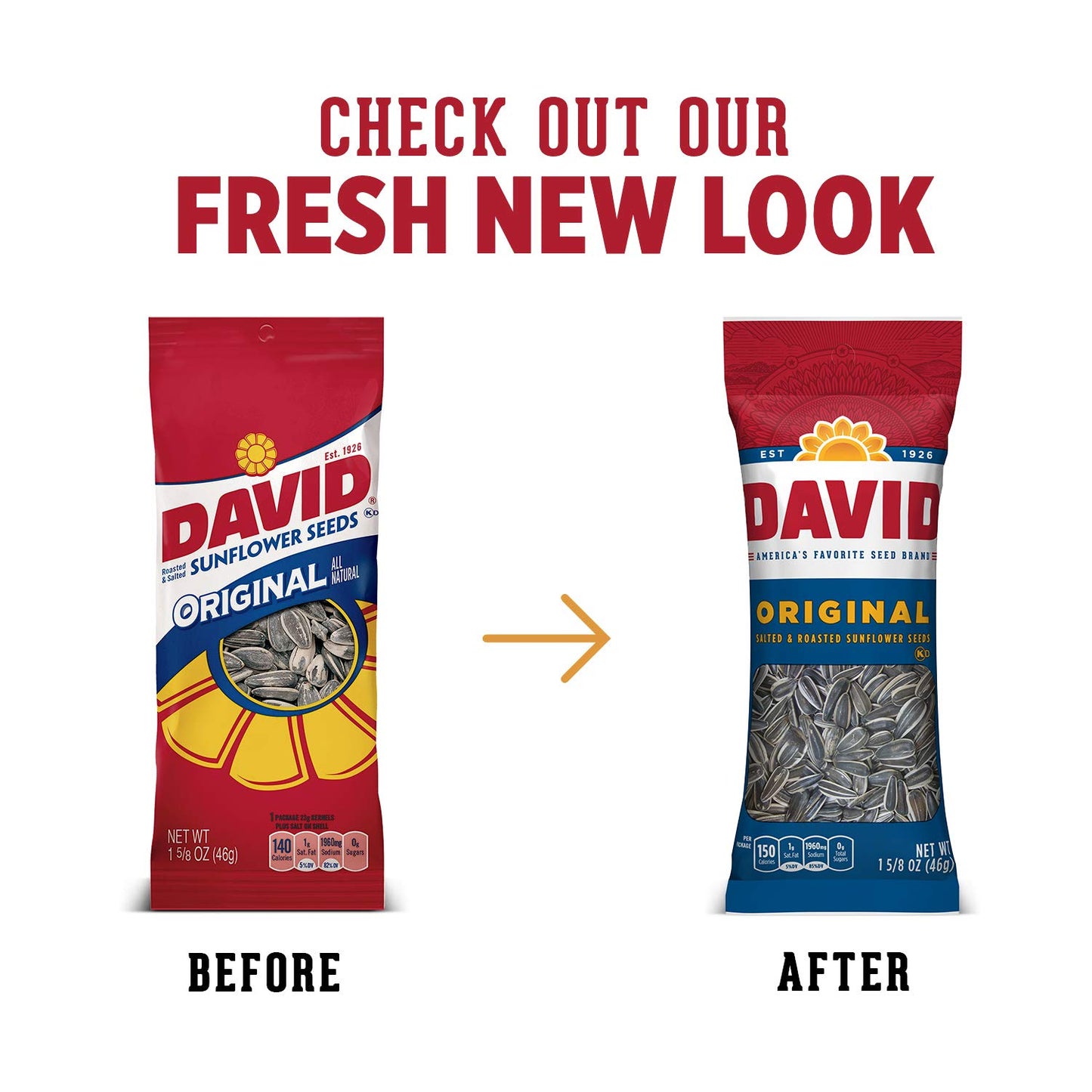 David Roasted And Salted Sunflower Seeds, Original Flavor, 1.625Oz.