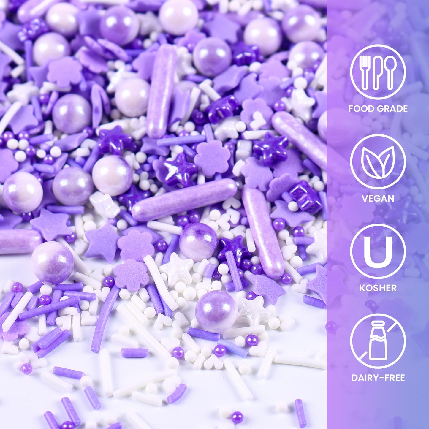 Purple Sprinkles For Cake Decorating, 3.52Oz Edible Star Sprinkles, Cupcake Sprinkles, Baking Sprinkles, Ice Cream Sprinkles, Co