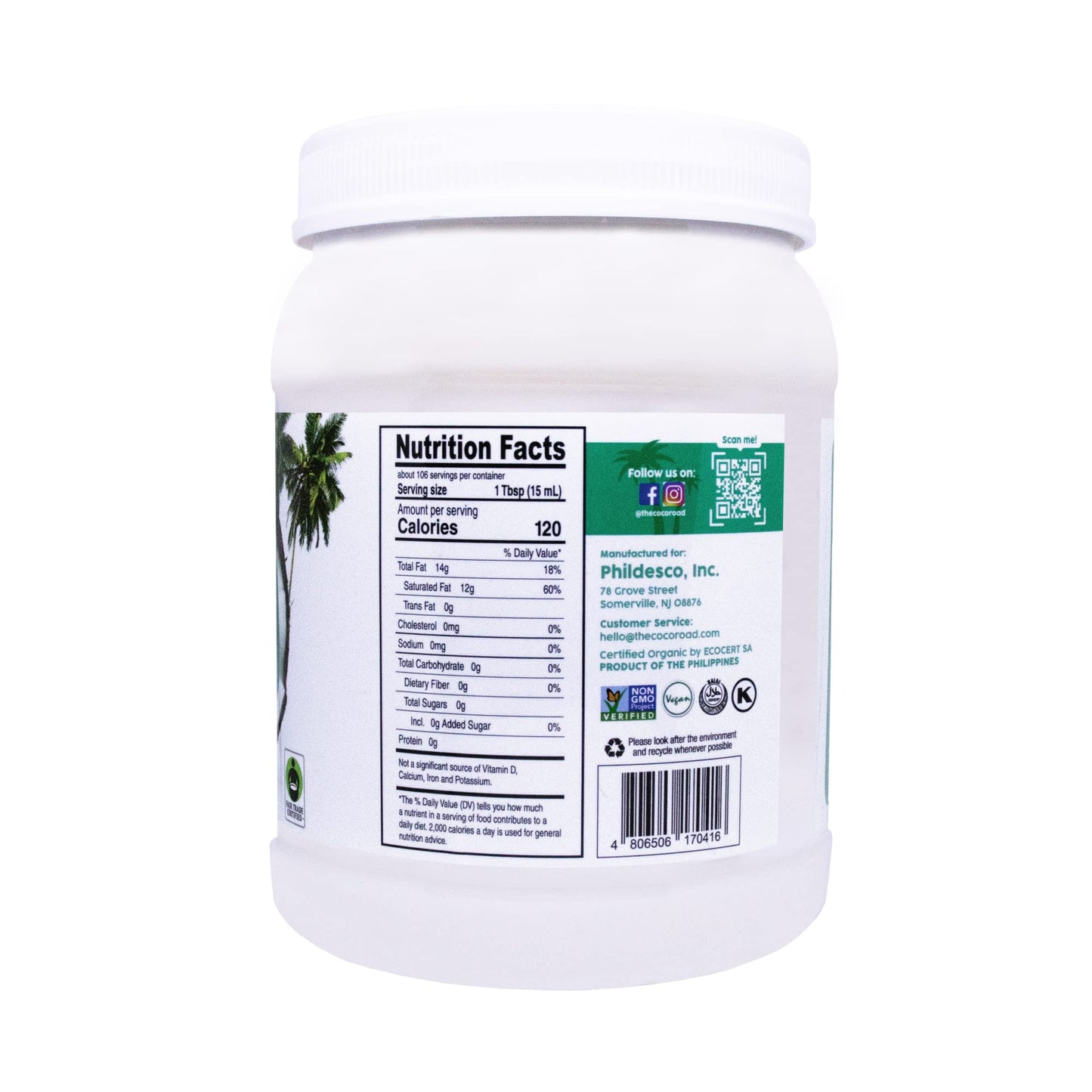 Coco Road Organic & Fair Trade Rbd Coconut Oil (54 Fl Oz)