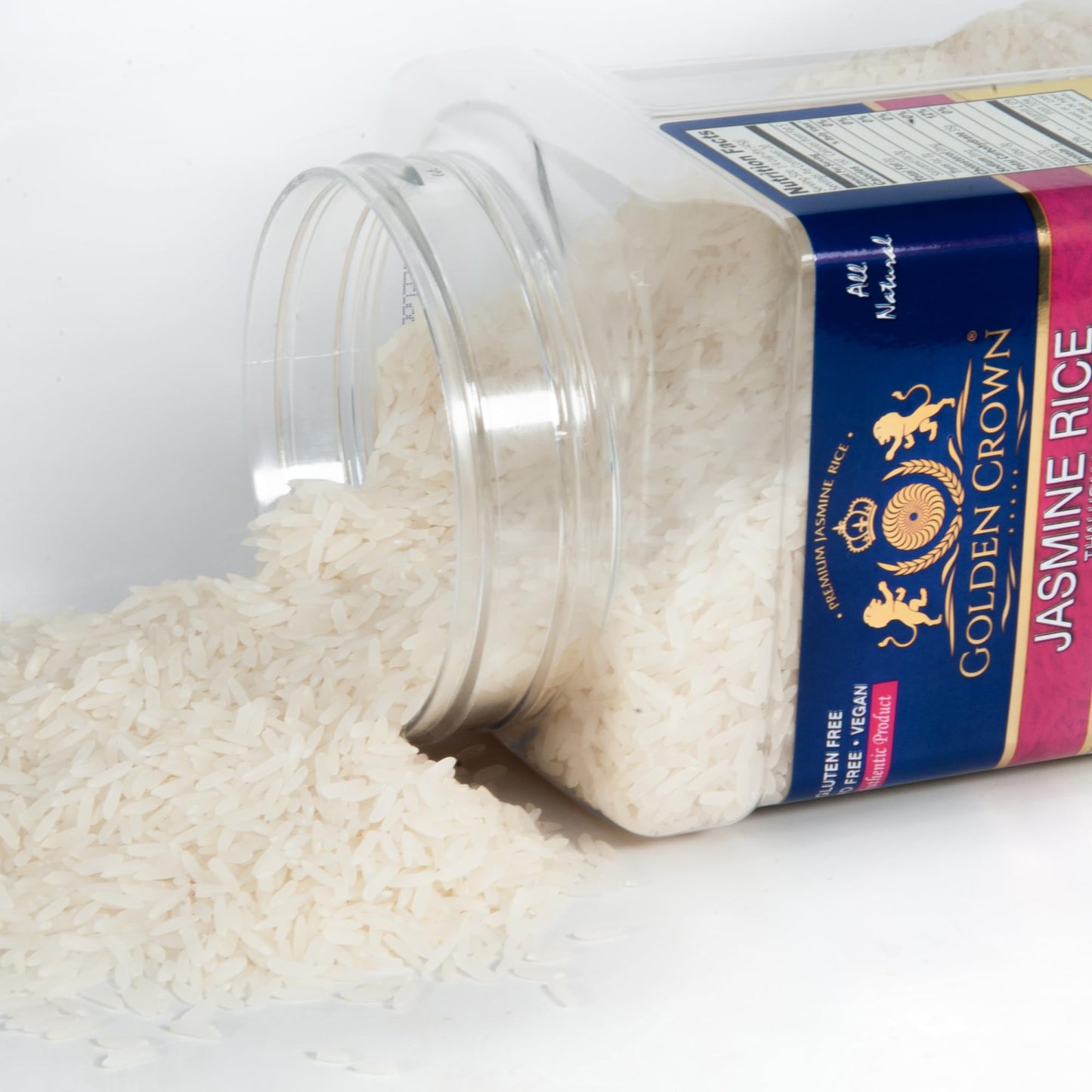 Golden Crown Premium White Jasmine Rice - 32 Oz (2Lb), Naturally Aged Halal + Kosher Vegan Long Aromatic Tasty And Delicious Fla