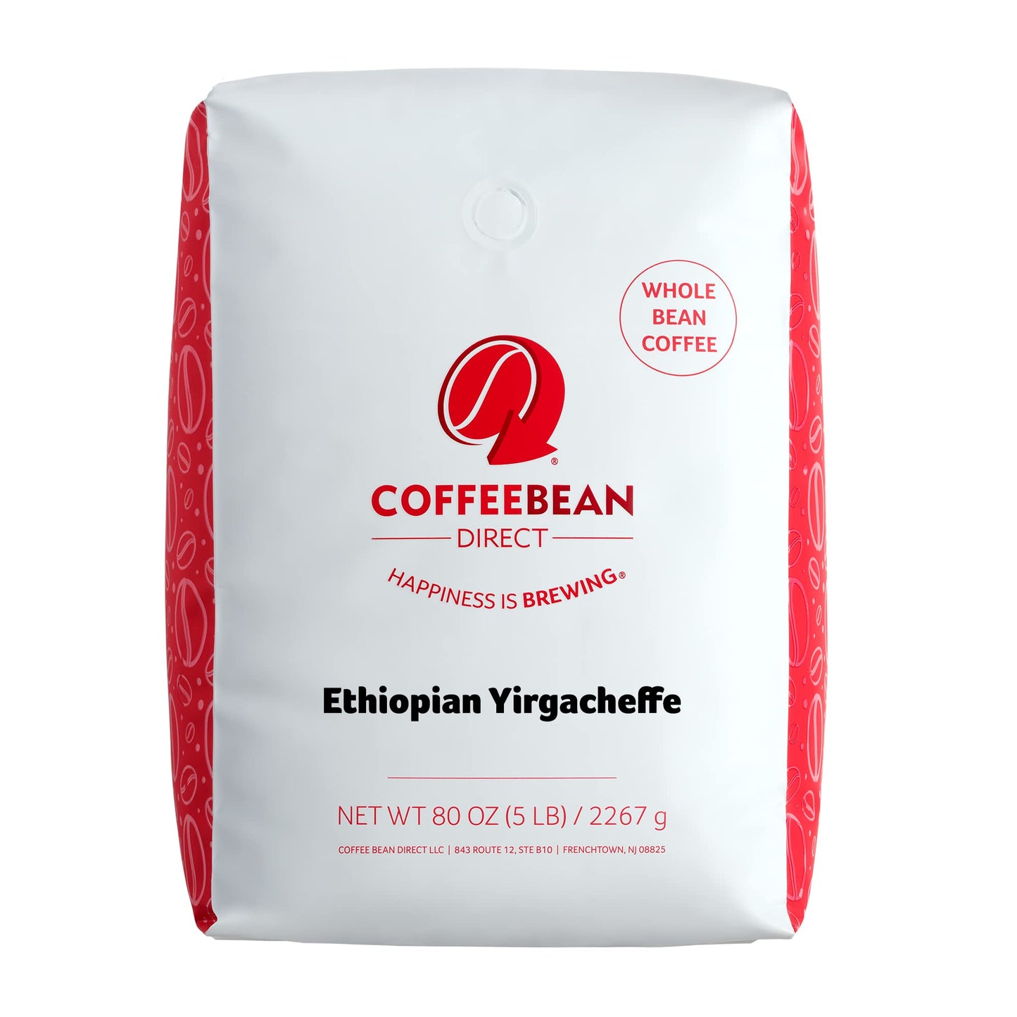 Coffee Bean Direct Whole Bean Coffee, Light Roast, Ethiopian Yirgacheffe, 5 Pound Bag