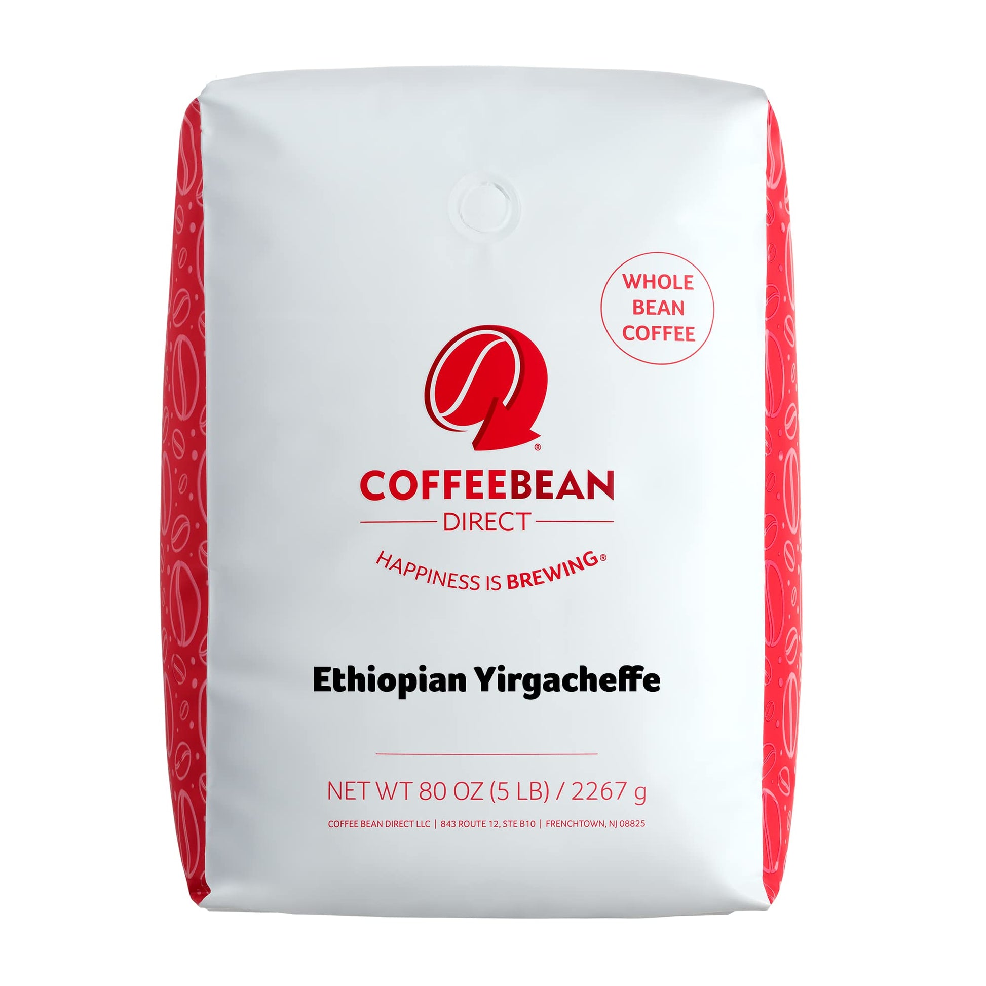 Coffee Bean Direct Whole Bean Coffee, Light Roast, Ethiopian Yirgacheffe, 5 Pound Bag