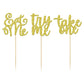 Gyufise 24 Pack Eat Me Cupcake Toppers Try Me Take One Gold Glitter Alice in Wonderland Cupcake Picks Decorations for Baby Showe