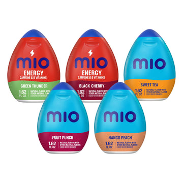 Mio Water Enhancement Variety Pack Includes Green Thunder, Black Cherry, Fruit Punch, Sweet Tea and Mango Peach 1.62 Fl Oz each 
