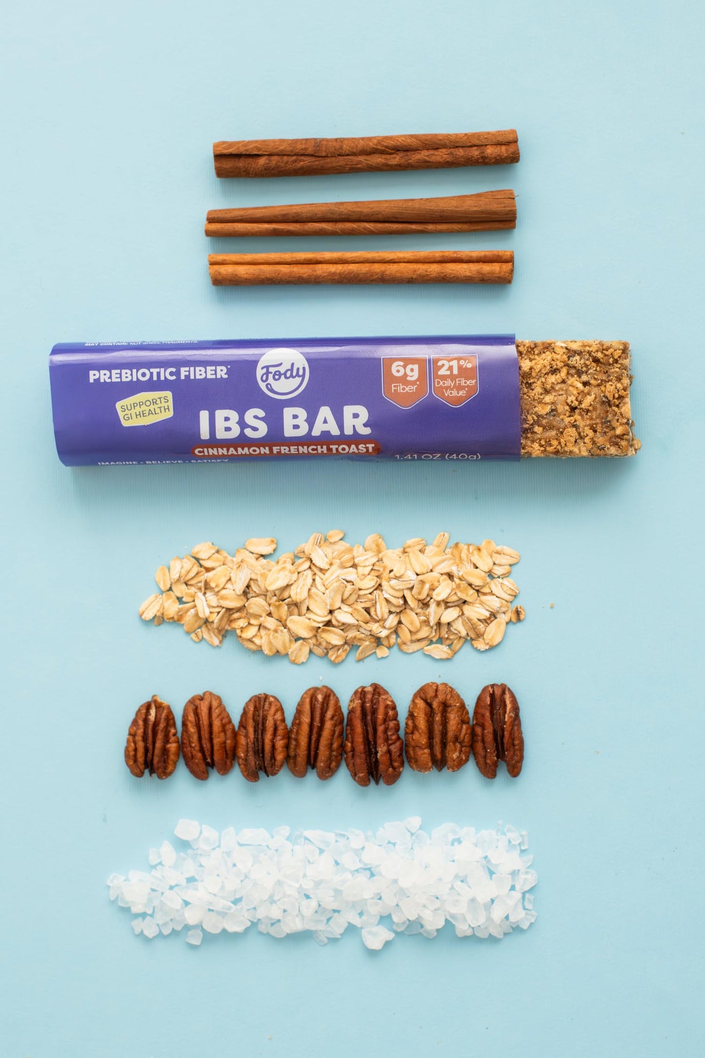 Fody Foods IBS Snack Bars, Cinnamon French Toast, 12 Count, 1.41 Oz Each, Low FODMAP, Gluten Free, Non-GMO