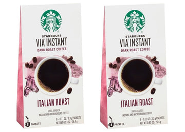 Starbucks Via Instant Coffee Dark Roast Packets     Italian Roast     100% Arabica, 8 Count (Pack Of 2)