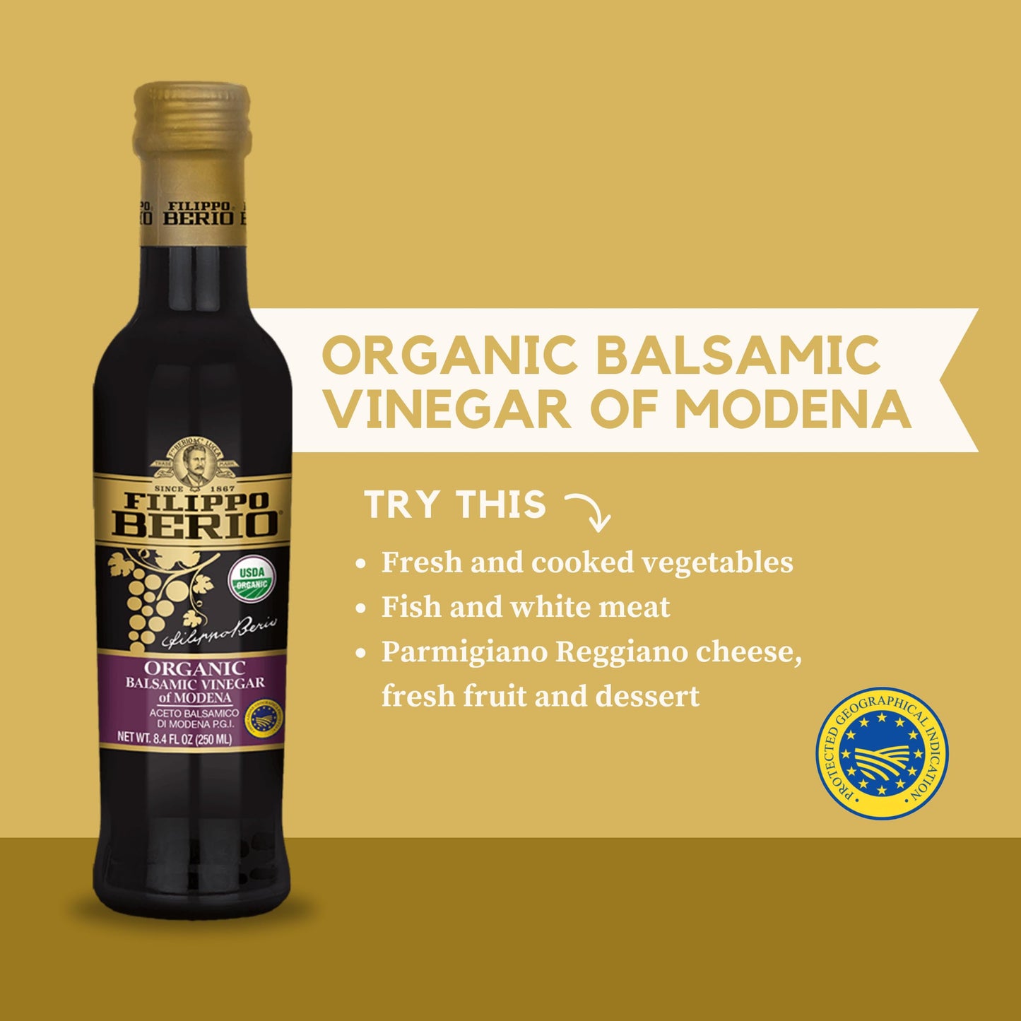 Filippo Berio Organic Balsamic Vinegar Of Modena 8.4 Fl. Oz. Glass Bottle