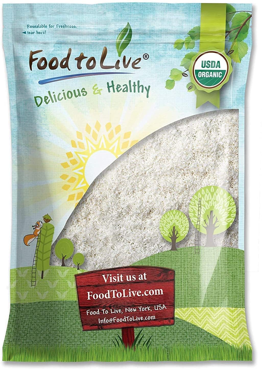 Food to Live - Organic Shredded Coconut, 4 Pounds Non-GMO, Unsweetened Coconut Flakes, Desiccated, Medium Shreds, Kosher, Vegan,