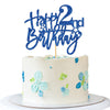 Roadsea Happy 2Nd Birthday Cake Topper - Kid Girl Boy Two Years Old Birthday Cake Supplies - 2Nd Birthday Party Decorations - Bl