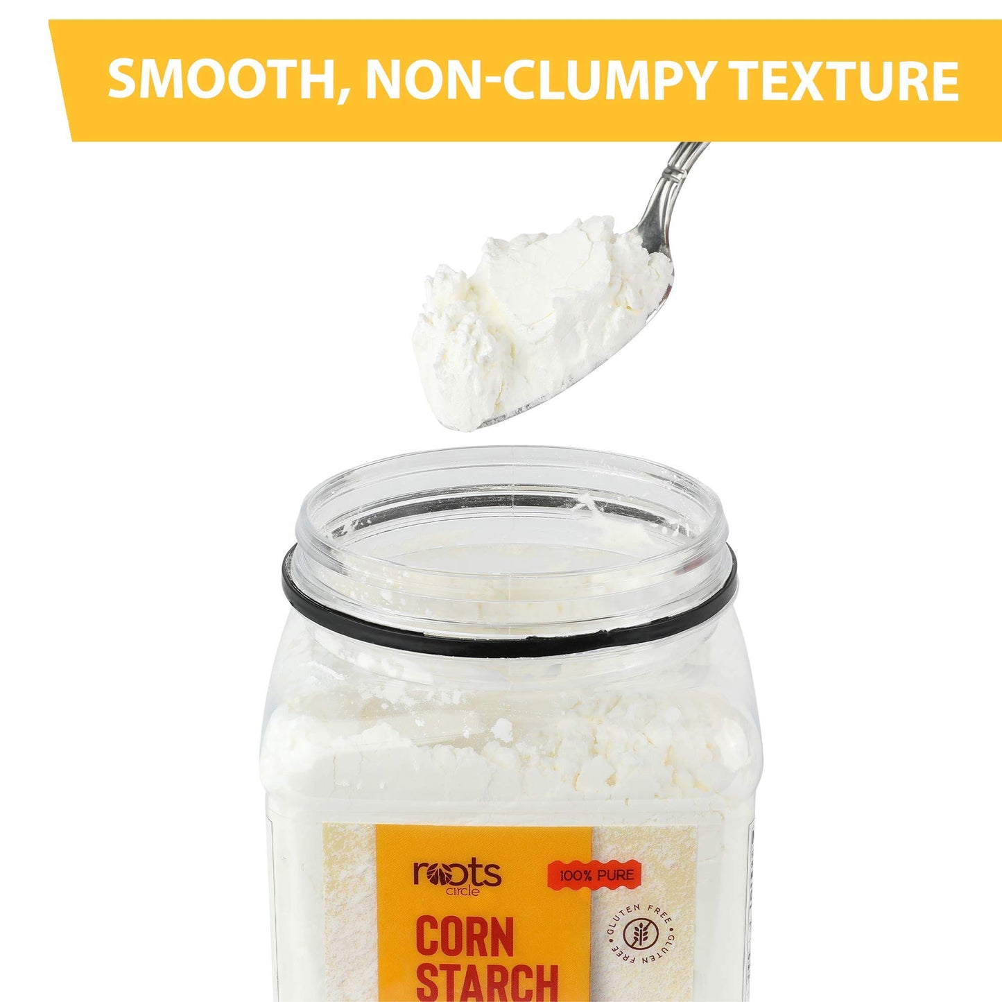 Roots Circle 100% Pure Corn Starch |17.63oz Airtight Container | All Natural Thickener for Soups  Stews  Gravy  Baking Pies  Puddings & Cakes | Gluten-Free  Non-GMO  Vegan  Kosher  Food-Grade