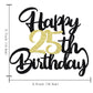 Klionjor 25th Birthday Cake Topper - Black Gold Glitter Cardboard Decoration