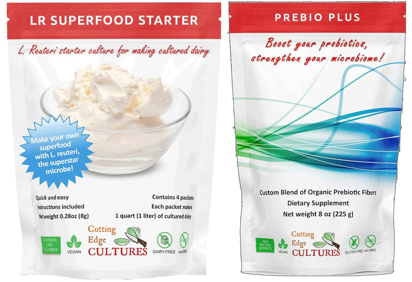 Cutting Edge Cultures LR SuperFood Starter Culture Set - Prebio Plus L. Reuteri ProBiotic, 2 Piece Set