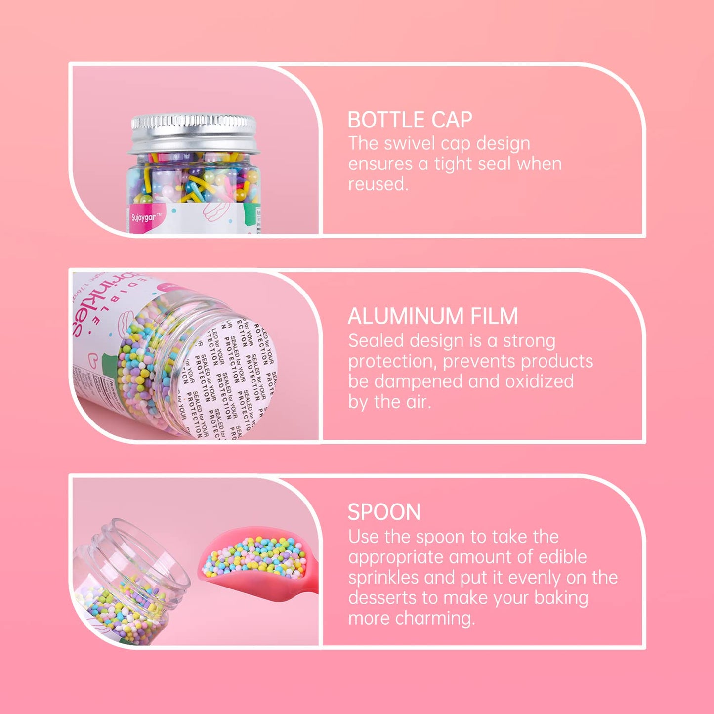 Sprinkles For Cookie Decorating, Sujoygar, Food Grade, 50G/Bottle, Edible Sprinkles, Cake Decoration, Cupcake Toppers, Sprinkles