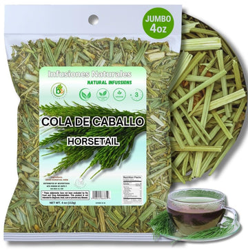 Cola de Caballo Herbal Tea - 4 oz (113 g) - 100% Natural Horsetail Loose Leaf Tea (Shave Grass) - Traditional Mexican Remedy - Caffeine-Free  Vegan  Non-GMO  Gluten-Free - by BexpertsUSA