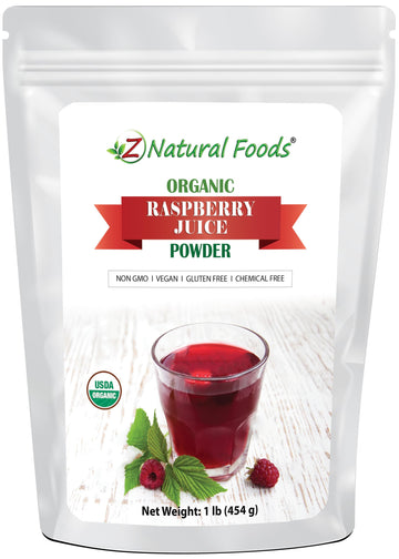 Z Natural Foods Organic Red Raspberry Juice Powder - Non GMO, Gluten Free, Vegan - 16 Ounce - Model 8116401