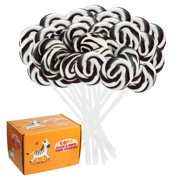 Black Swirl Lollipops 32 Pack, Black & White Candy Swirl Lollipops Individually Wrapped Suckers, Halloween Suckers Lollipops Can