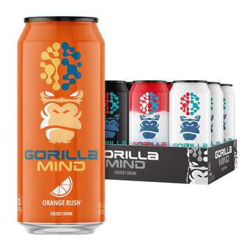 Gorilla Mind Energy Drink | Unmatched Energy  Amplified Focus | N-Acetyl-L-Tyrosine  Alpha-GPC  200mg Caffeine  Uridine  Saffron | 0 Sugar Or Artificial Colors | 16oz | 12-Pack (Variety Pack #2)