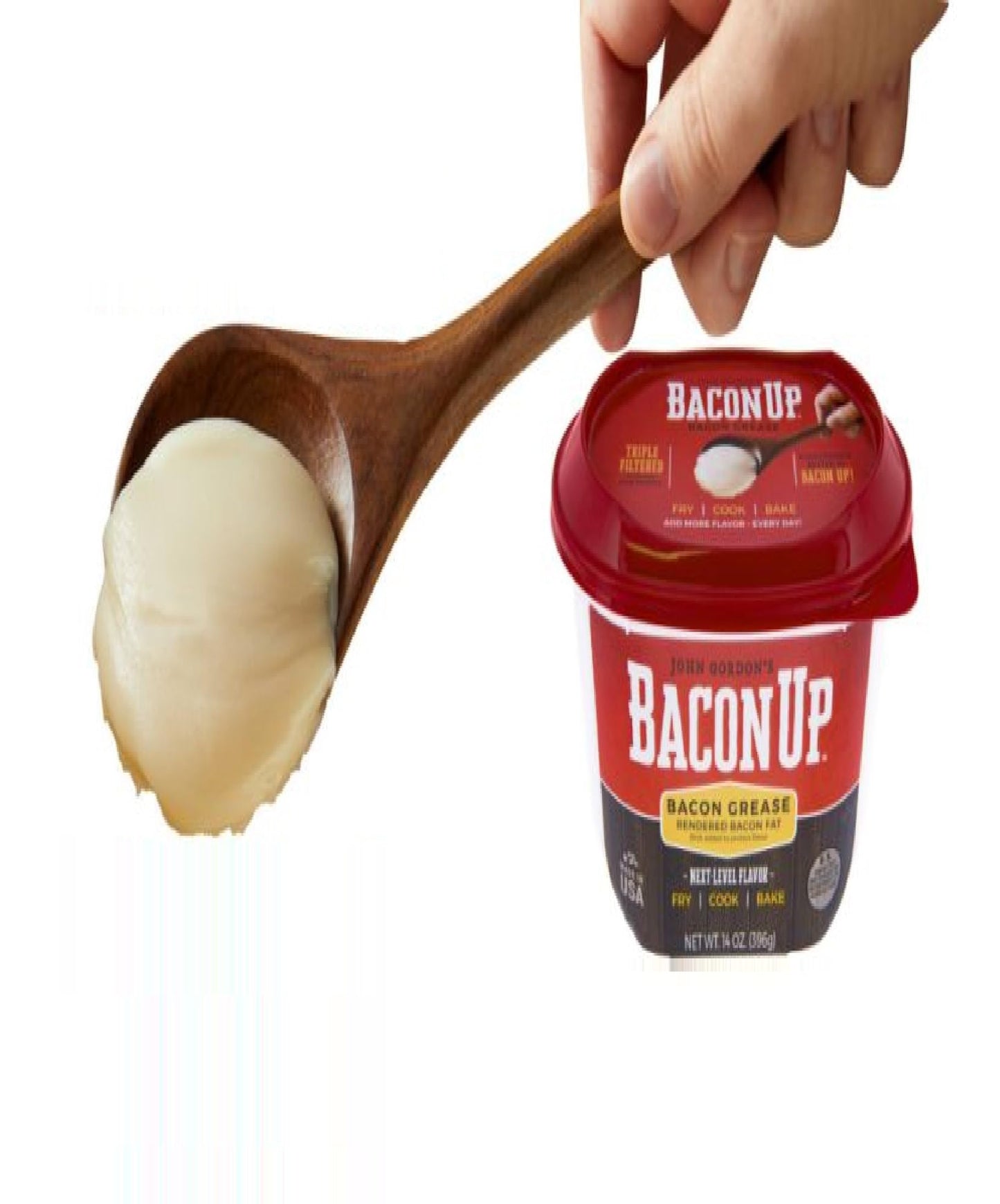 Generic Bacon Grease Bundle with Wooden Spoon - 14 oz Rendered Bacon Fat