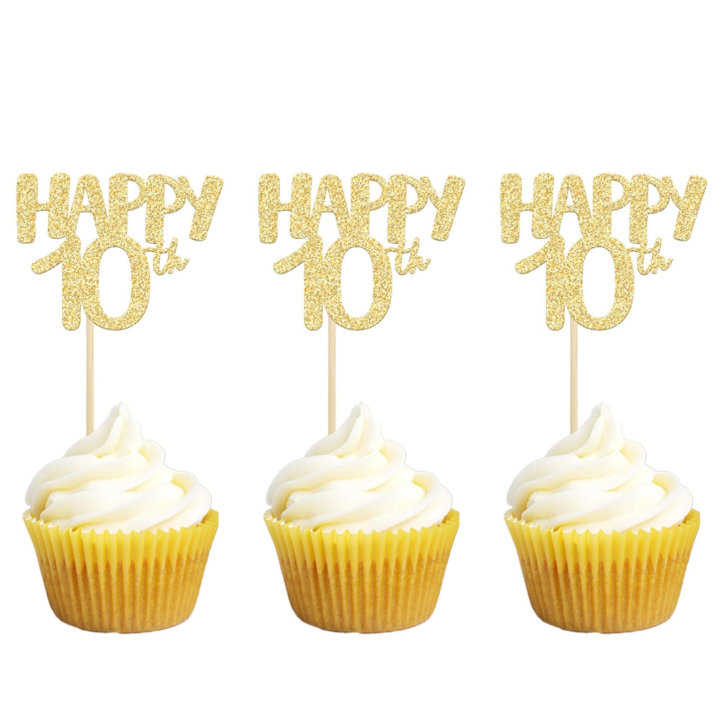 Gyufise 24Pcs Cupcake Toppers Glitter Number 70 Decorations for 70th Birthday, Small, Gold 70, Paper