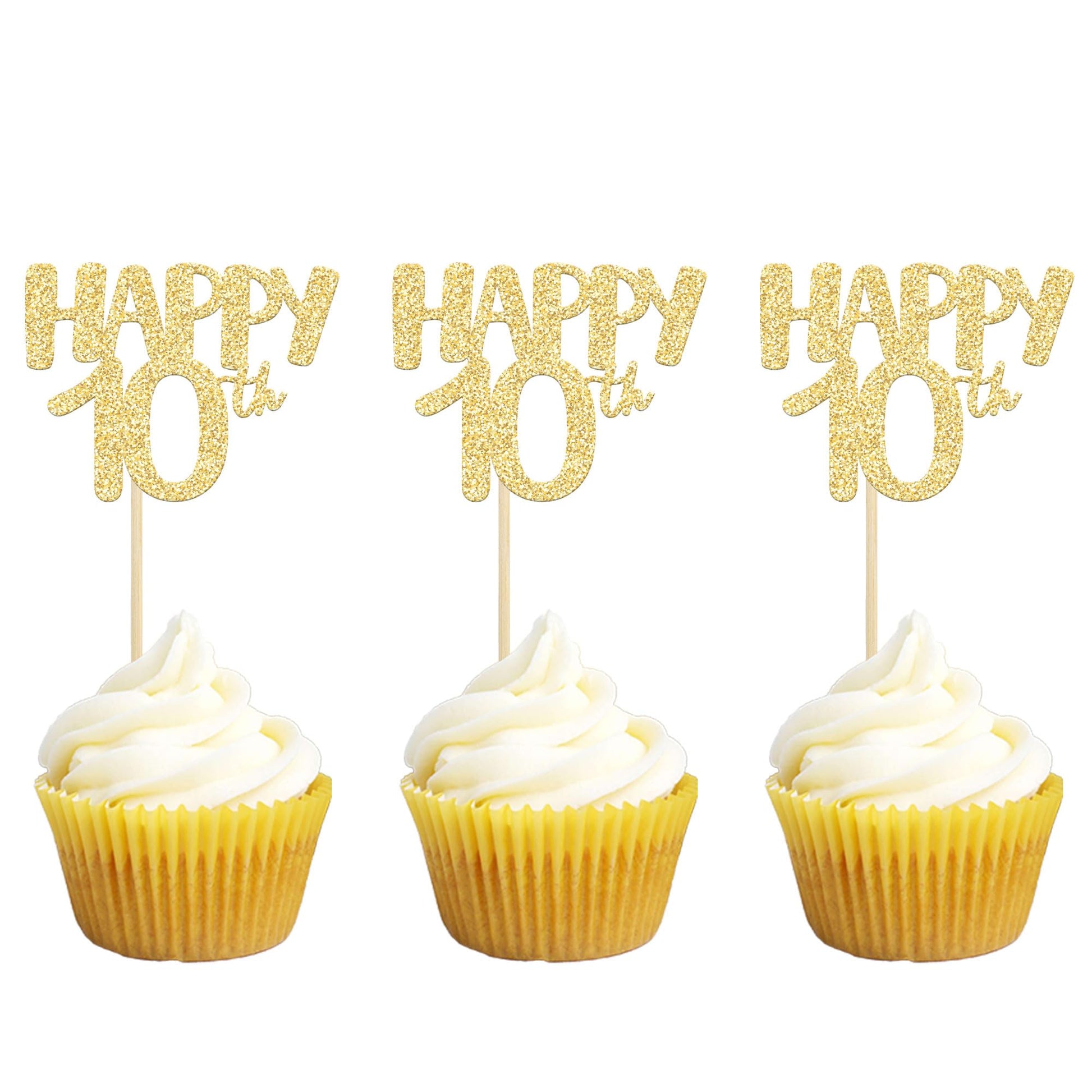 Gyufise 24Pcs Cupcake Toppers Glitter Number 70 Decorations for 70th Birthday, Small, Gold 70, Paper
